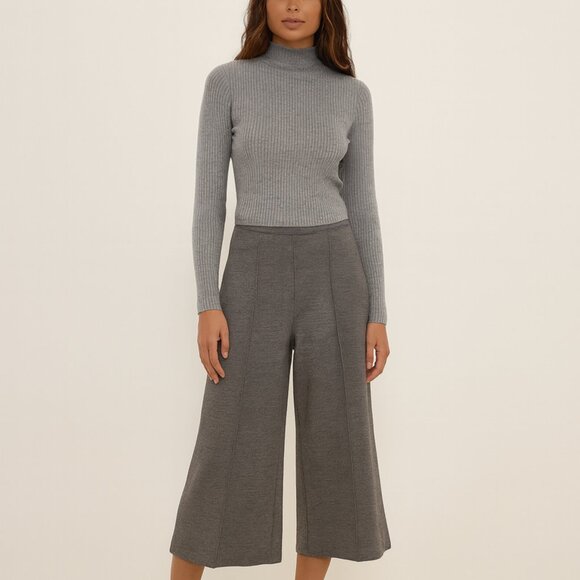 Kobi Halperin Gray Wool Blend Culottes Pants Women’s Medium Wide Leg Knit - Picture 1 of 10